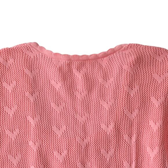 LoveShackFancy Pink Heart Knit Cropped Cardigan Button Front Size 10 - Picture 7 of 8